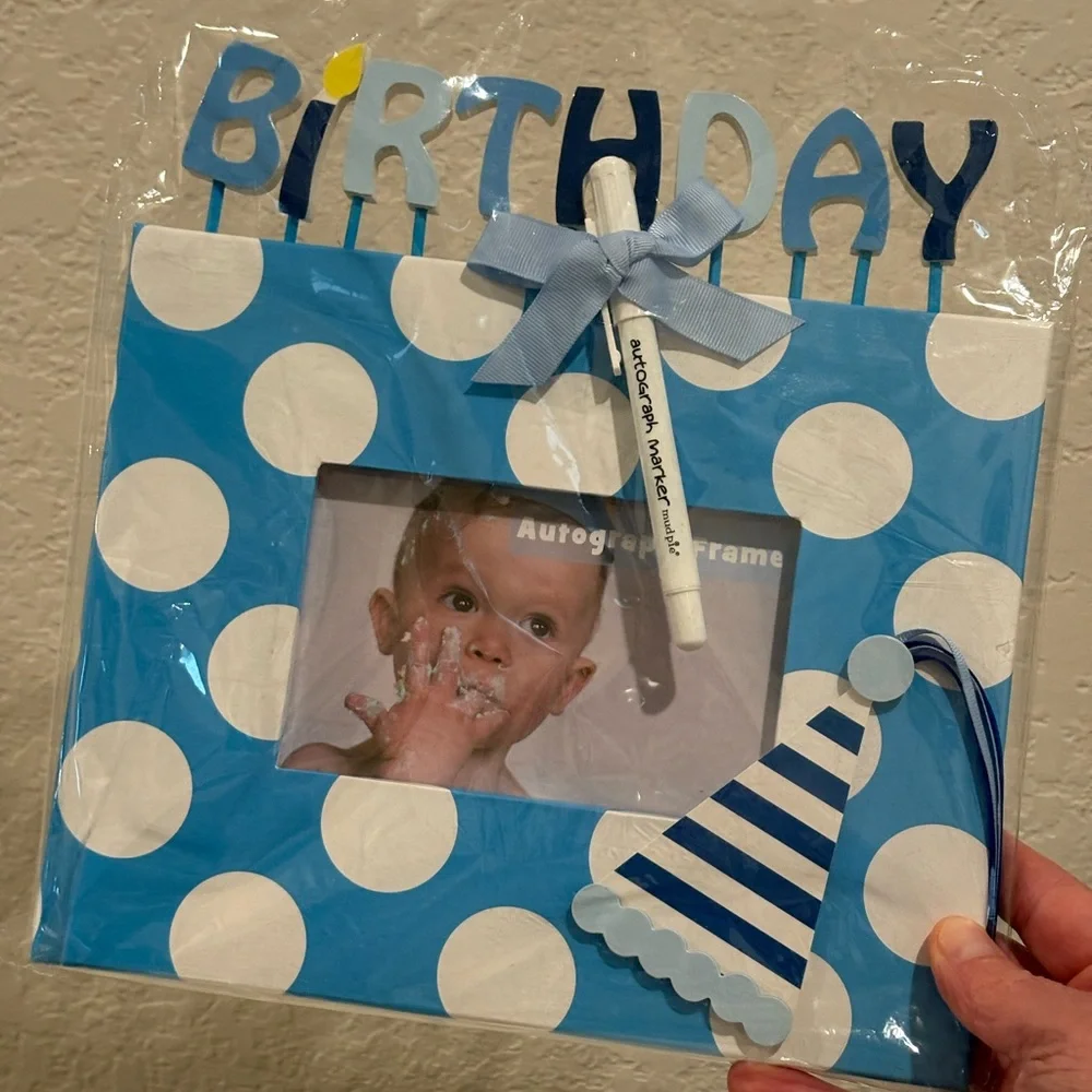 Mud Pie Birthday Boy Autograph Picture Frame NWT
